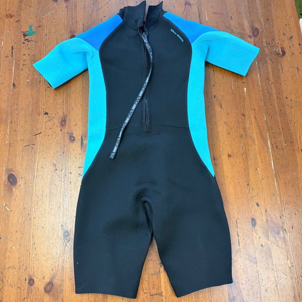 NRS 2.5mm Shorty Mens XL Wetsuit Blue Black Front Zip Short‎ Sleeve
